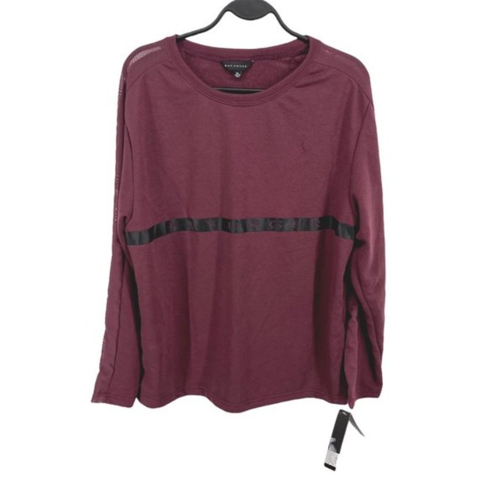 Kay Unger Long Sleeve Sweatshirt Crewneck Mesh Insert Top Women's XL NWT Purple